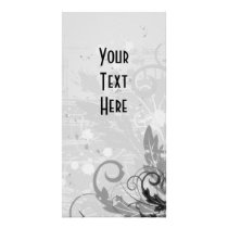 Grunge Floral Design - Light Grey B&W Photo Card Template