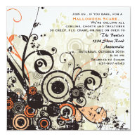 Grunge Floral - Halloween Party  Invitation