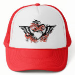 grunge floral heart trucker hats