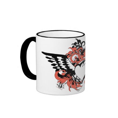 grunge floral heart coffee mug by VioDeSign
