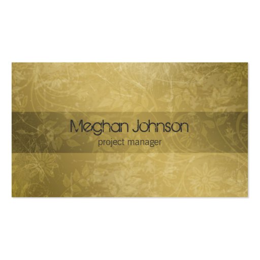 Grunge Floral Sepia Trendy Business Card (front side)