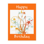 Grunge Flowers, Happy Birthday - Customized Postcards