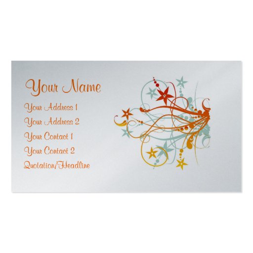 Grunge Flowers - Platinum - Customized Business Card (front side)