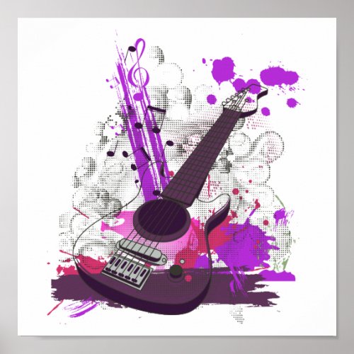 grunge girly electric guitar print