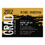 Grunge Graduation Party Invitation - Gold/Black