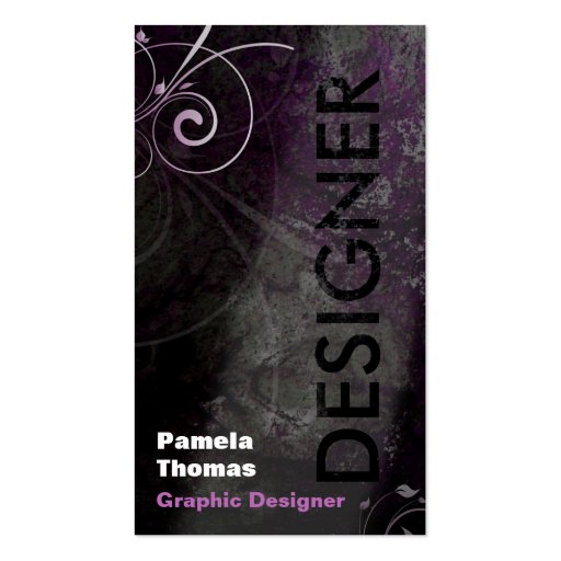 Grunge Graphic Designer Business Card Black Pink (front side)