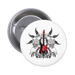 Grunge Guitar and Skull Pinback Button