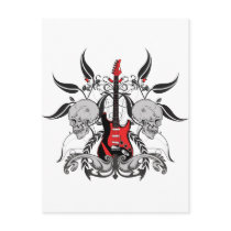 Grunge Guitar and Skull Post Cards