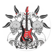 Grunge Guitar and Skull stickers
