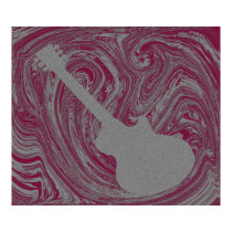 Grunge Guitar Poster, Dark Pink posters