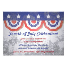Grunge Half Flag Banner 4th of July Invitations