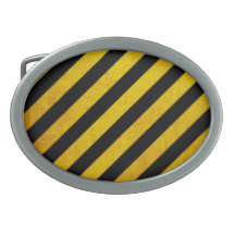 Grunge hazard stripe oval belt buckle
