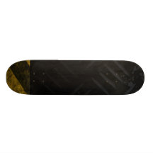 Grunge Hazard Stripes Diamond Plate Skate Deck
