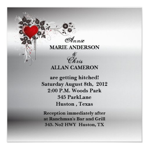 Grunge Heart Motorcycle Biker Wedding Invitation