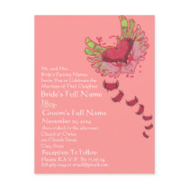 Grunge Heart Raspberry Pink Wedding Invitation postcards