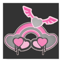 Grunge Heart Wings Rainbow posters