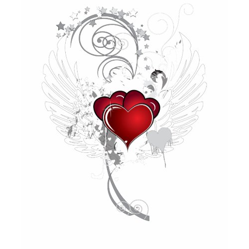 Grunge Hearts Wings for Black shirt