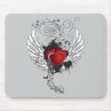 Grunge Hearts Wings mousepads