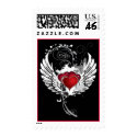 Grunge Hearts Wings postage