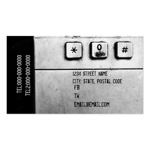 grunge keypad business card (back side)
