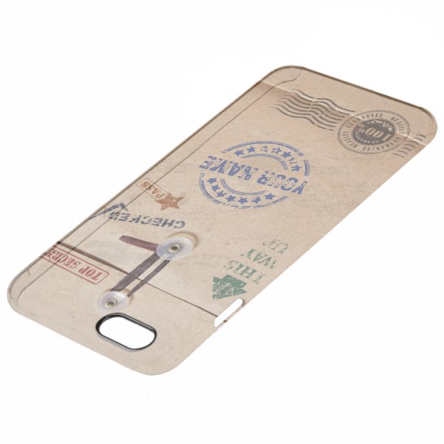 Grunge Kraft Envelope with Stamps Custom Monogram Uncommon Clearlyâ„¢ Deflector iPhone 6 Plus Case-3