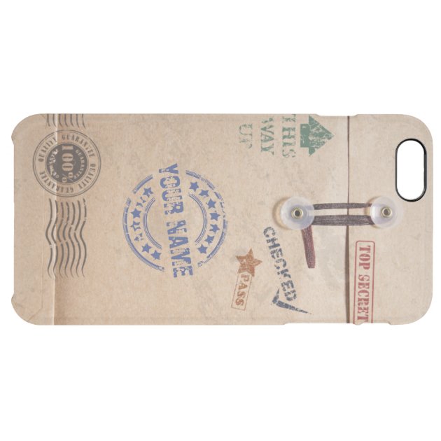 Grunge Kraft Envelope with Stamps Custom Monogram Uncommon Clearlyâ„¢ Deflector iPhone 6 Plus Case-5
