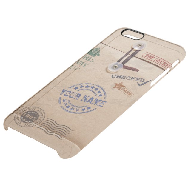 Grunge Kraft Envelope with Stamps Custom Monogram Uncommon Clearlyâ„¢ Deflector iPhone 6 Plus Case-4