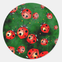 Grunge Ladybugs Stickers