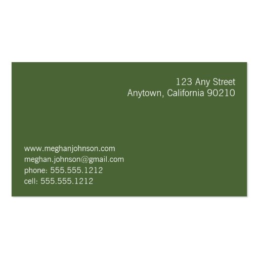 Grunge Marble Green Trendy Business Card (back side)