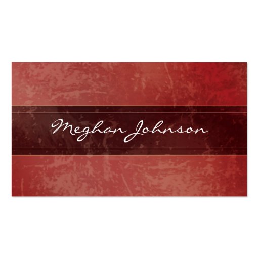 Grunge Marble Red Trendy Business Card (front side)