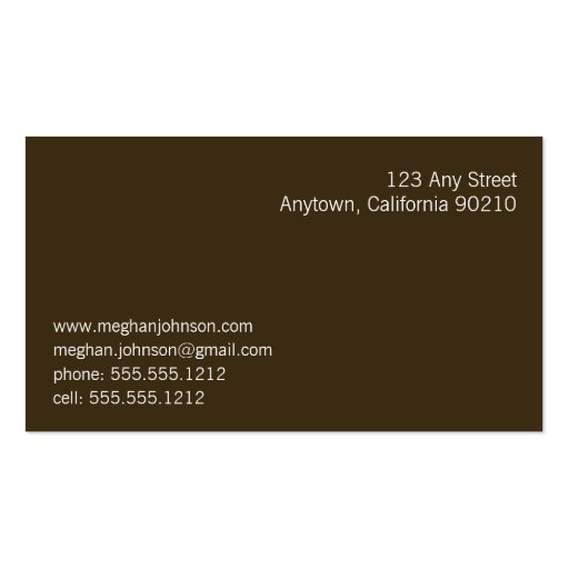 Grunge Marble Sepia Trendy Business Card (back side)