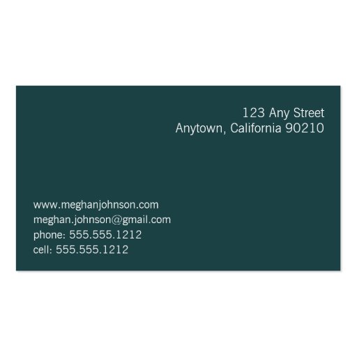 Grunge Marble Teal Trendy Business Card (back side)