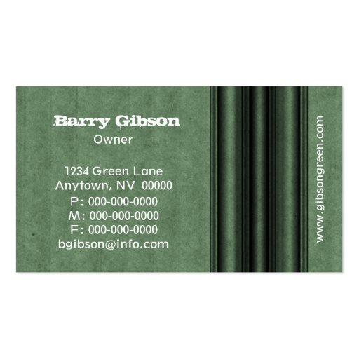 Grunge Metal Business Card, Forest Green (back side)