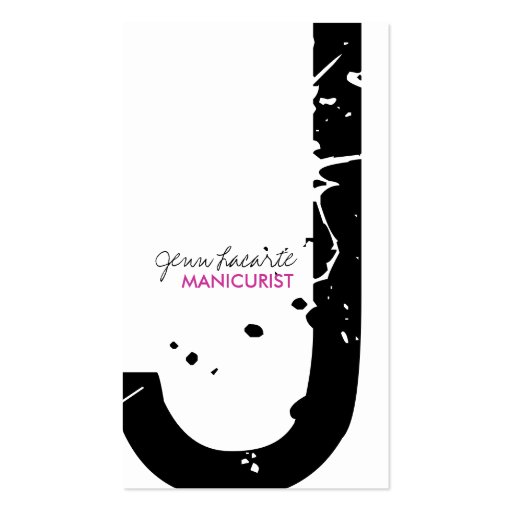 Grunge Monogram Manicurist Business Cards (front side)