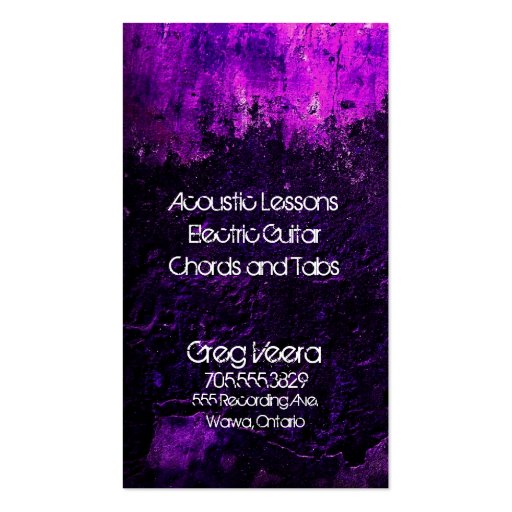 Grunge Music Business Card - Pink Purple Texture (back side)