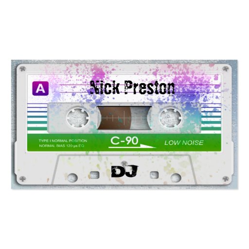 Grunge Old Cassette DJ Business Card (front side)
