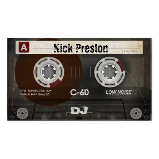 Grunge Old Cassette DJ Business Card (front side)