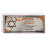 Grunge Orange, Black, Grey Bar Mitzvah Invitation
