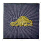 Grunge Oregon Flag (back) Ceramic Tile