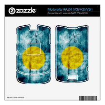 Grunge Palau Flag Skin For Motorola RAZR