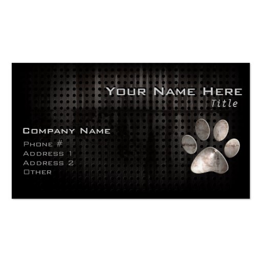 Grunge Paw Print Business Cards (front side)