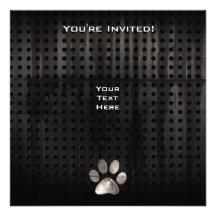 Grunge Paw Print Personalized Invitations