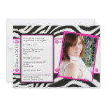 Grunge Pink Zebra Graduation Announcement