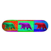 Grunge Pop Art Popart Polar Bear Multi-Panel Skate Board Deck