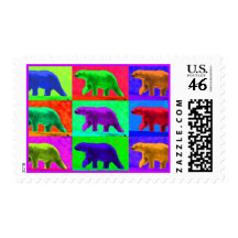 Grunge Pop Art Popart Polar Bear Multi-Panel Stamp