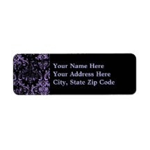 Grunge Purple Damask Custom Return Address Label