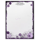 grunge purple flowers Letterhead