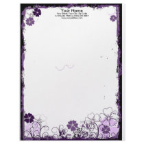 grunge purple flowers Letterhead