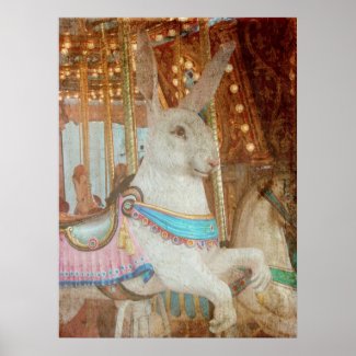 Grunge Rabbit Merry-Go-Round print