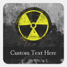 Grunge Radioactive Symbol Square Stickers